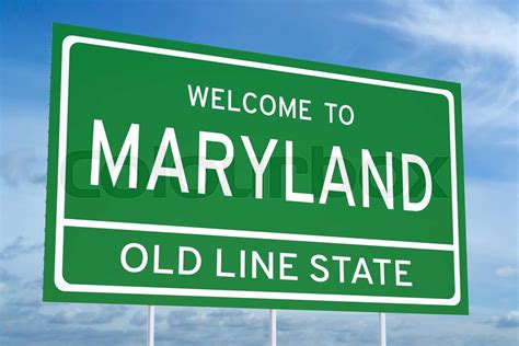 Welcome to Maryland state road sign | Stock image | Colourbox