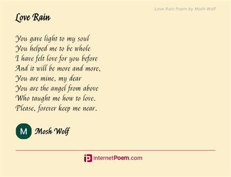 Love Rain Poem by Mosh Wolf