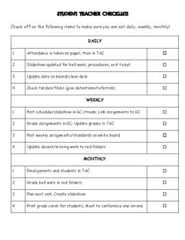 Student Teacher Checklist by Lovin' Language | TPT