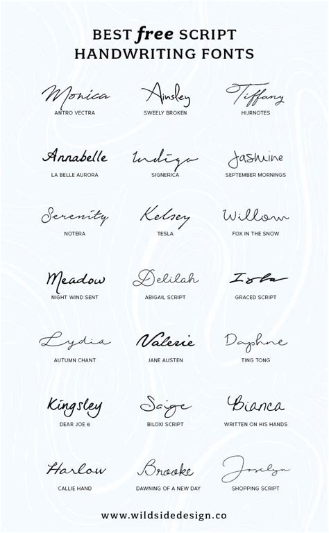 Best Free Script Handwriting Fonts - Wild Side Design Co. | Free fonts handwriting, Tattoo ...