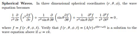 Solved Spherical waves. In three dimensional spherical | Chegg.com