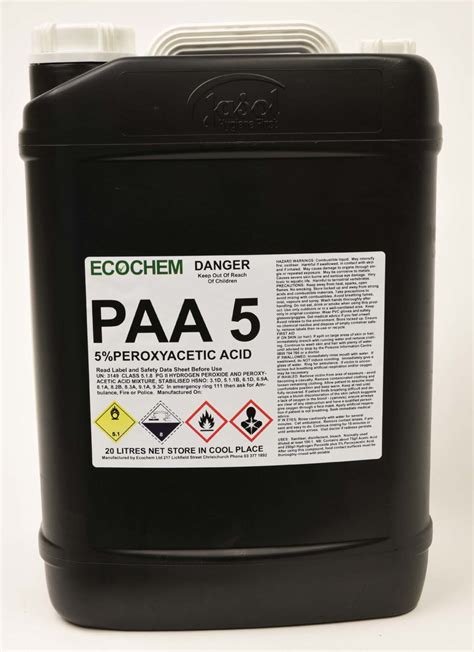 PAA 5 - 5% Peroxyacetic Acid in Hydrogen Peroxide - Ecochem Limited