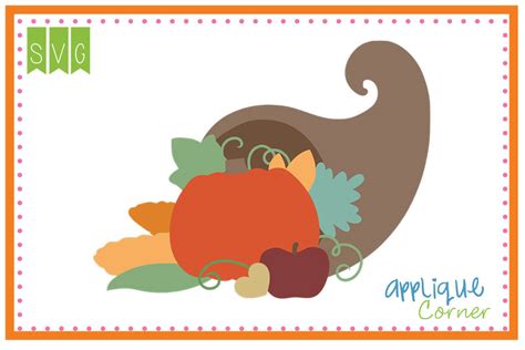 Cornucopia Cuttable SVG Clipart Design, Applique Corner