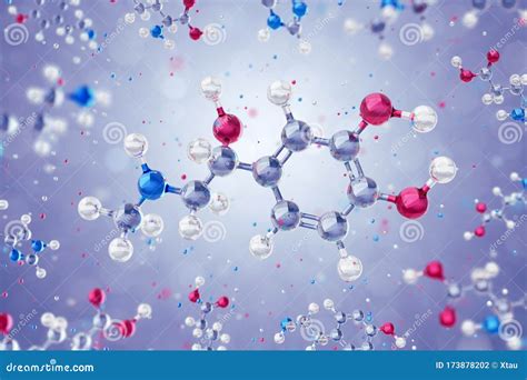 Molecule of Adrenaline stock illustration. Illustration of medical - 173878202