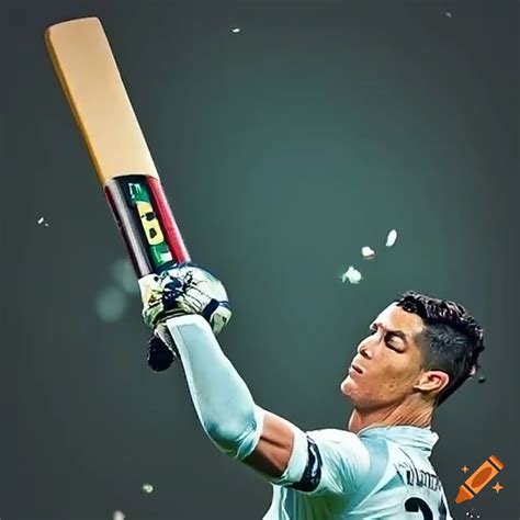 Cristiano ronaldo playing cricket on Craiyon