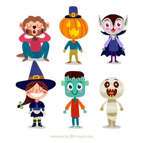 Free Vector | Various funny halloween characters