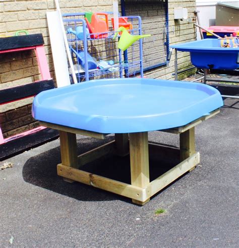 Outdoor Large Hand Made Wooden Activity Table with Tray - Talking Turtle Early Years Stuff