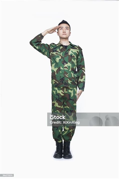 Man In Military Uniform Saluting Stock Photo - Download Image Now - Uniform Cap, 25-29 Years ...