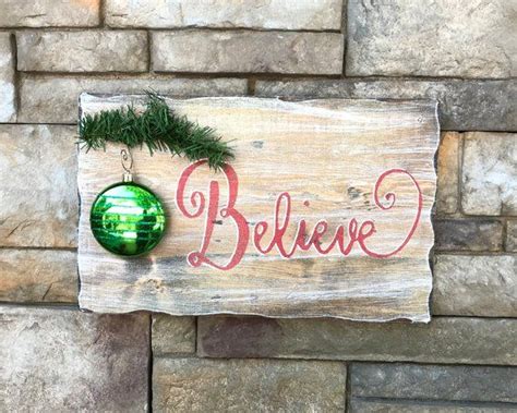 Believe 3D Christmas Sign-Rustic “Believe “ Sign-Green Ornamental Sign-Hand Painted Christmas ...