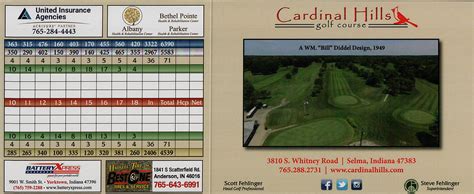 Scorecard | Cardinal Hills Golf Course