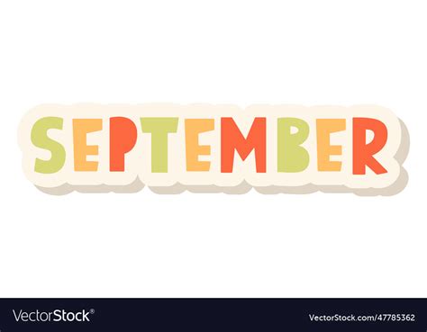 September lettering word month planner sticker Vector Image