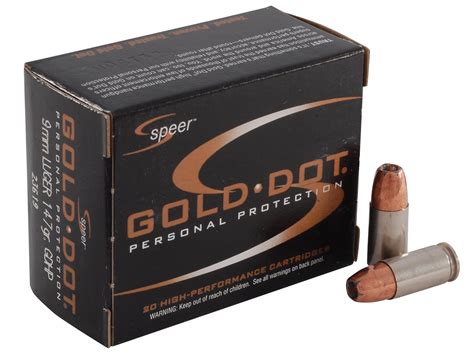 Speer Gold Dot 9mm Luger Ammo 147 Grain Bonded Jacketed Hollow Point