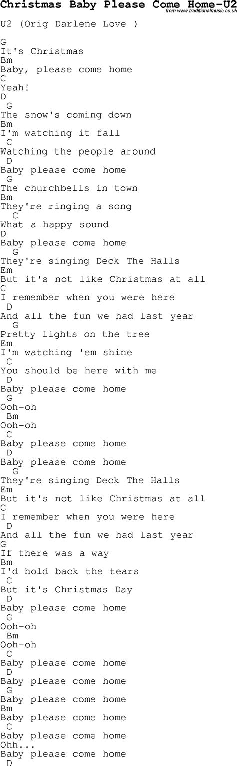 Christmas Carol/Song lyrics with chords for Christmas Baby Please Come ...