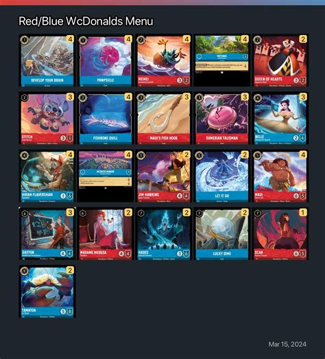 Red/Blue WcDonalds Menu Lorcana Deck | Lorcana.gg