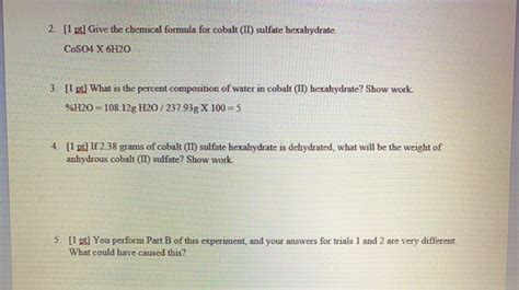 Solved 2. [1 pt] Give the chemical formula for cobalt(II) | Chegg.com