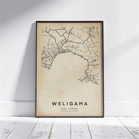 WELIGAMA MAP poster - Retro Map Art Print of Sri Lanka – MyRetroposter