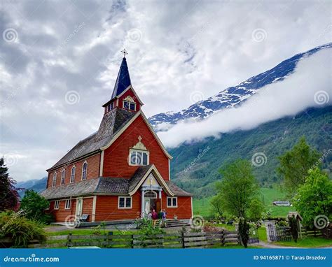 Red church in Norway. editorial photo. Image of norwegian - 94165871