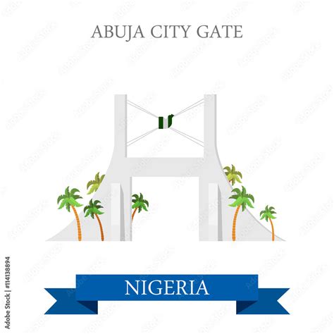 Abuja City Gate Nigeria Flat historic vector illustration Stock Vector ...