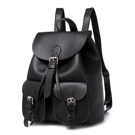 Women Leather Backpack Black Bolsas Mochila Feminina Large School Backpacks For Teenage Girls ...