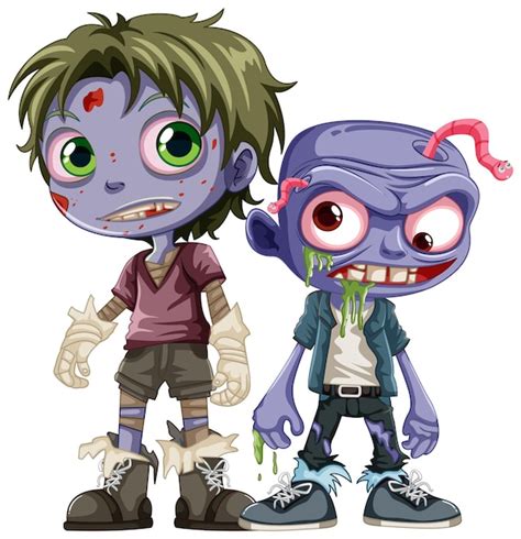 Premium Vector | Male zombie with purple skin cartoon characters