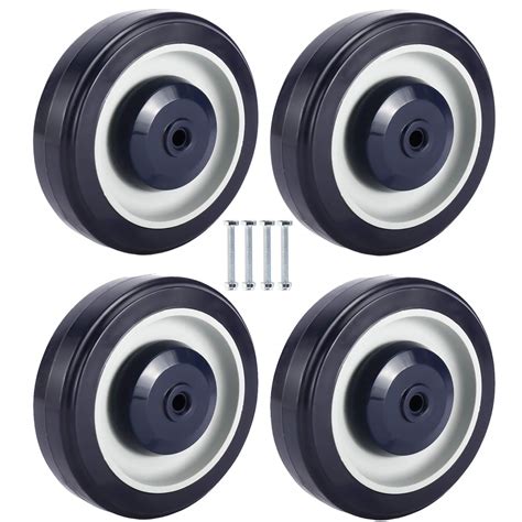 Shopping Cart Replacement Wheels Kit 5-inch Diameter Wheels with Axles ...