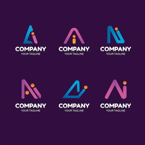 Premium Vector | Flat ai logo templates set