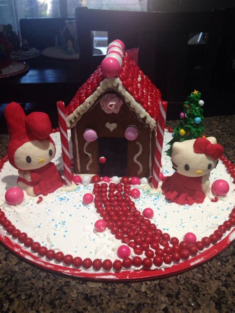 Hello Kitty & Merry Melody Gingerbread House | House cake, Ginger bread house diy, Christmas treats