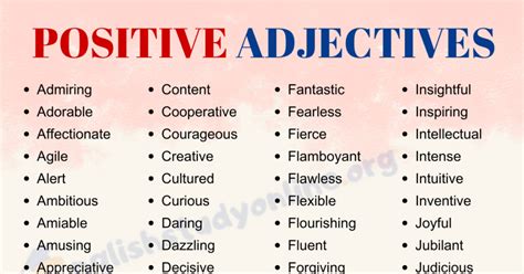 The Ultimate List of 1000+ Positive Adjectives for Daily Use - English Study Online