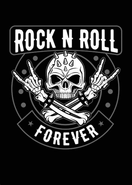 Premium Vector | ROCK AND ROLL SKULL