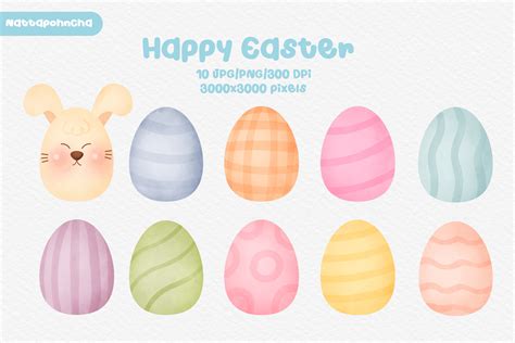 Watercolor Cute Easter Eggs Clipart Graphic by nattapohncha · Creative ...