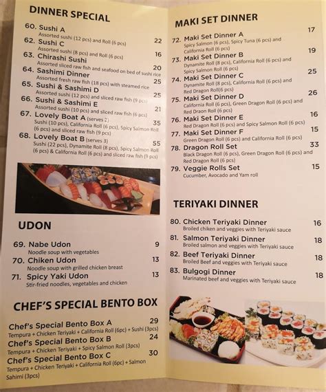 Menu at Sushi Park restaurant, Uxbridge