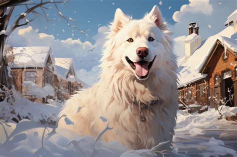 Premium AI Image | dog samoyed snow