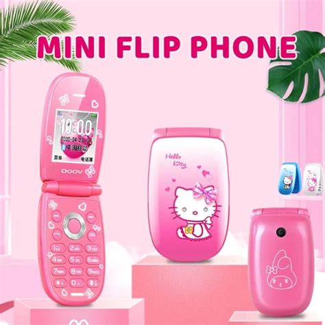 Mini Mobile Phone Kawaii Sanrio Hello Kitty Personality Flip Phone ...