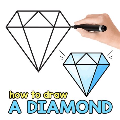 How to Draw a Diamond - Step by Step Diamond Drawing Tutorial (with ...