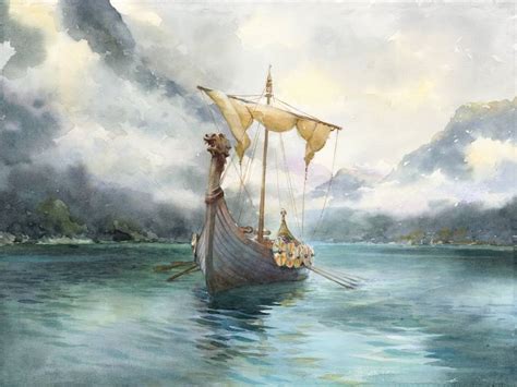 Viking Dragon Ship Painting by Valentyn Orikhovskyi | Saatchi Art