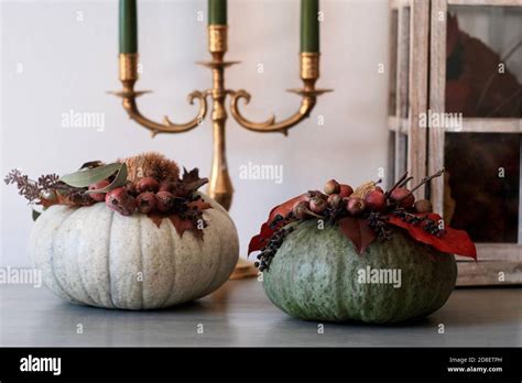 Autumn pumpkins decorations Stock Photo - Alamy