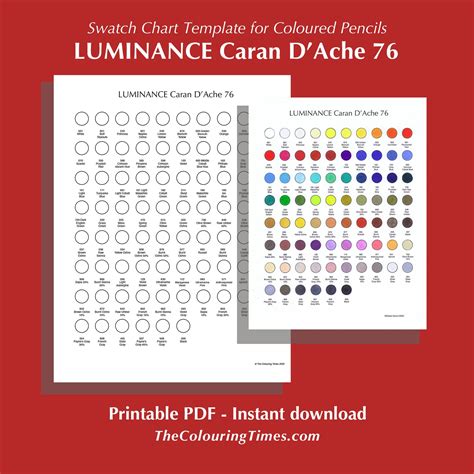 Luminance Caran D'Ache 76 Swatch Printable PDF in 2023 | Templates ...