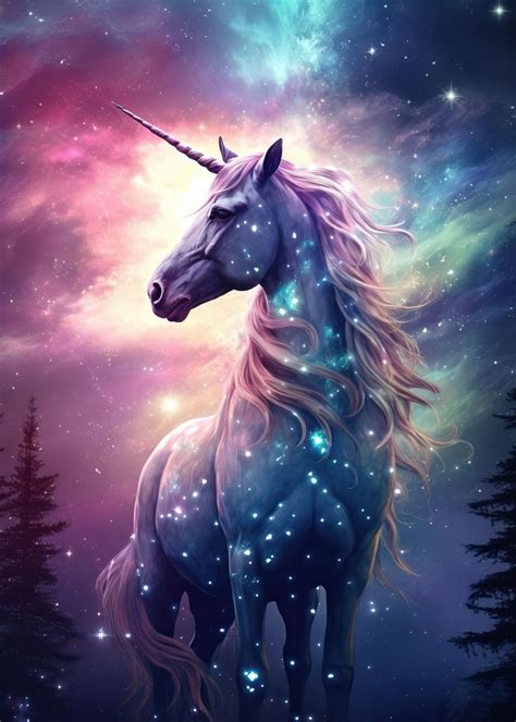 'Unicorn Galaxy' Poster, picture, metal print, paint by DecoyDesign | Displate