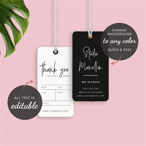 Hang Tag Template - Editable and Printable Thank You Labels - DIY Corjl