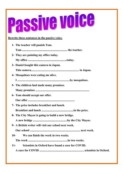 Passive voice online worksheet for Intermediate. You can do the ...