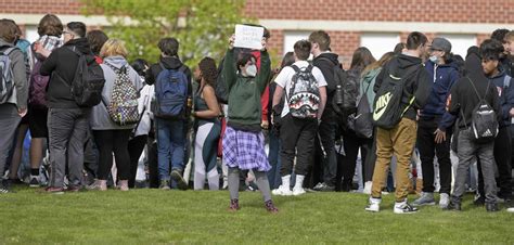 Students walk out of New Milford High School