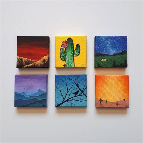 Tiny Paintings, Acrylic, 2x2 inches : r/Art