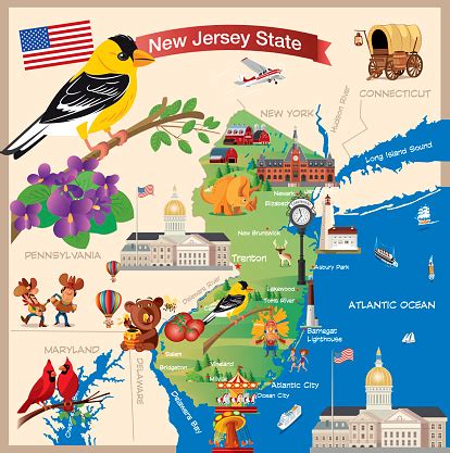 Cartoon Map Of New Jersey State Stock Illustration - Download Image Now ...