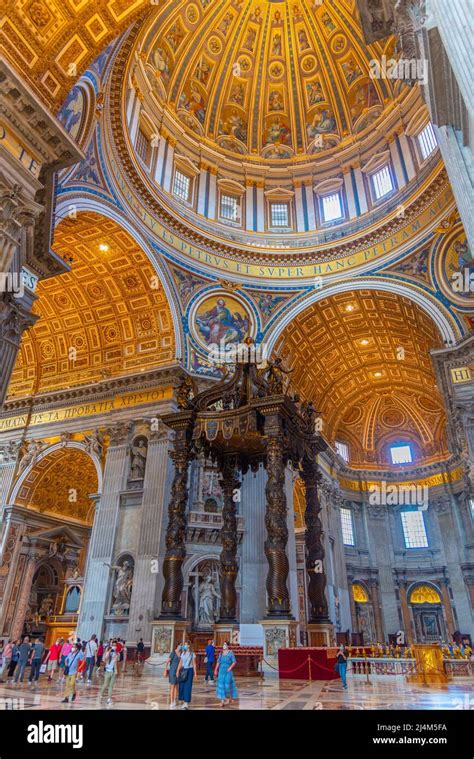 Rome, Italy, October 4, 2021: Interior of Basilica di San Pietro in ...