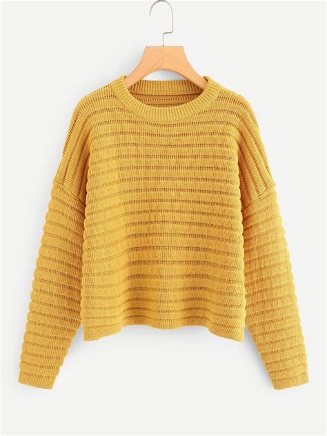 SHEIN Plus Drop Shoulder Round Neck Sweater | Round neck sweaters ...