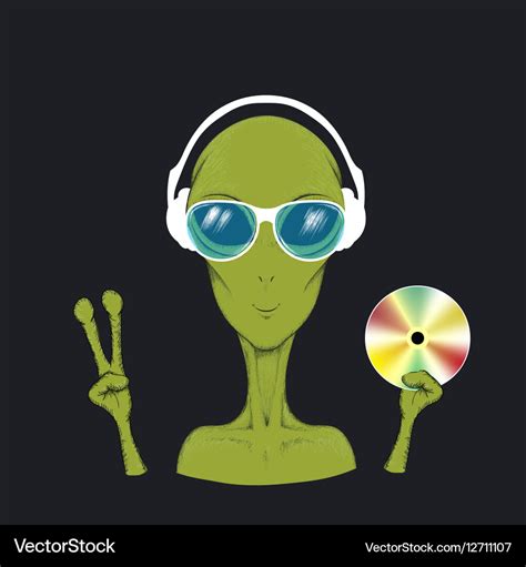 Alien music fun hand drawn Royalty Free Vector Image