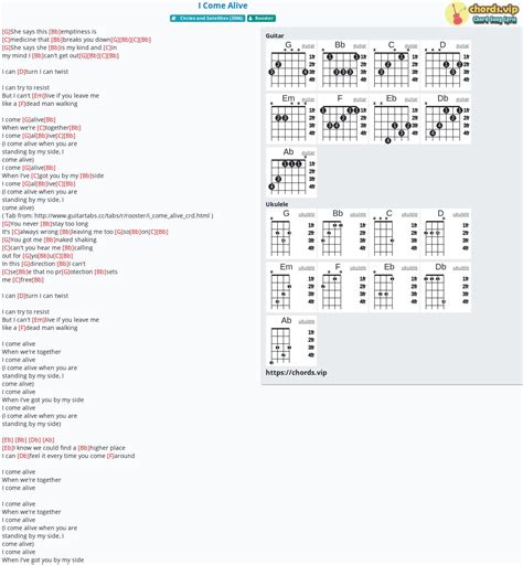 Chord: I Come Alive - Rooster - tab, song lyric, sheet, guitar, ukulele ...