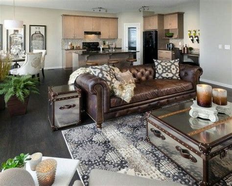 Decor around distressed leather sofa | Leather couches living room, Brown living room decor ...