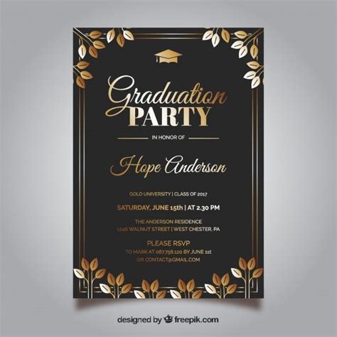 Elegant graduation invitation template Free Vector | Graduation ...