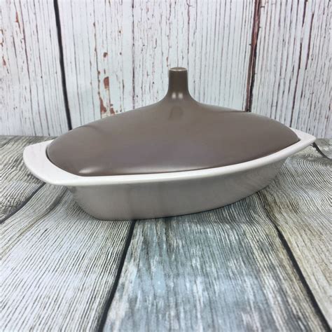 Poole Pottery Twintone Mushroom and Sepia C54 Butter Dish - Replacing ...